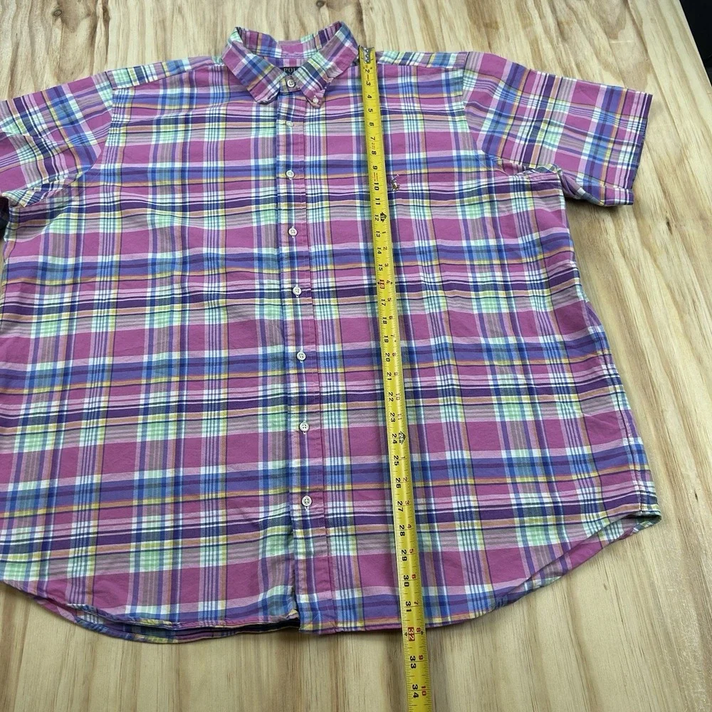 Polo Ralph Lauren Men's 2XB Pink Plaid Button Shirt Short Sleeve Colorful
